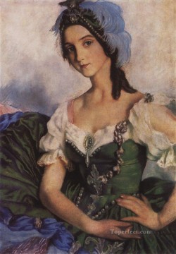 ロシア Painting - バレエ アルミーダ パビリオンの衣装を着たバレリーナ アド ダニロワの肖像画